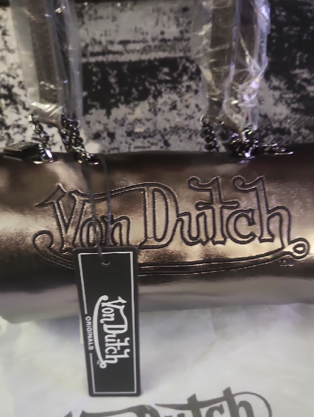 Von Dutch Metallic Bronze Mini Barrel Bag - Picture 4 of 6